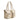 Sophia Petite Intrecciato Optical Zippered Shopping Bag in Beige and Platino