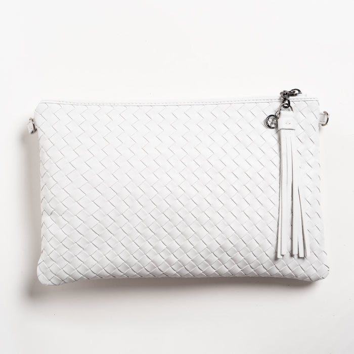 Women Intrecciato Nappa Leather Pouch in Bianco