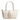 Sophia Petite Intrecciato Optical Zippered Shopping Bag in Beige and Bianco