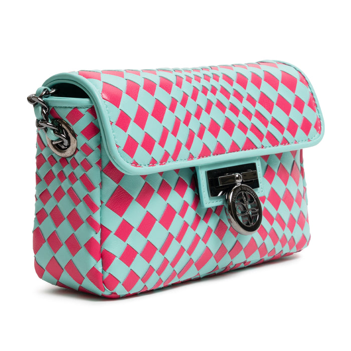 Chicca Women's Intreccio Optical Leather Bag in Nappa Twinkletif and Fucsia