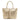 Sophia Intrecciato Optical Zippered Shopping Bag in Beige and Platinum