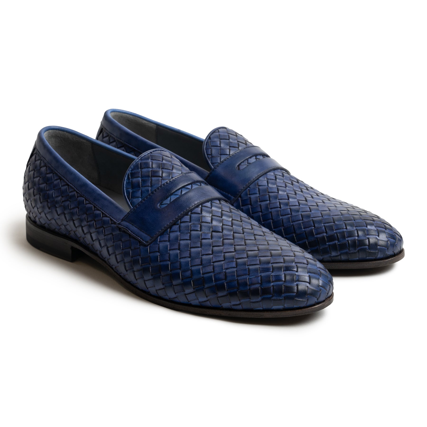 Men Slip On Intrecciato Shoes in Blue Jeans 41.5 Men Slip On Intrecciato Shoes in Blue Jeans 41.5