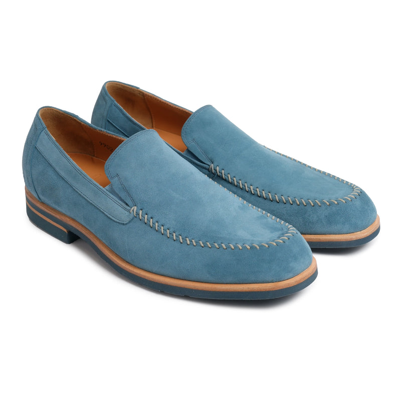 Men Suede Leather Slip On with Lightweight Sole in Blue Jeans