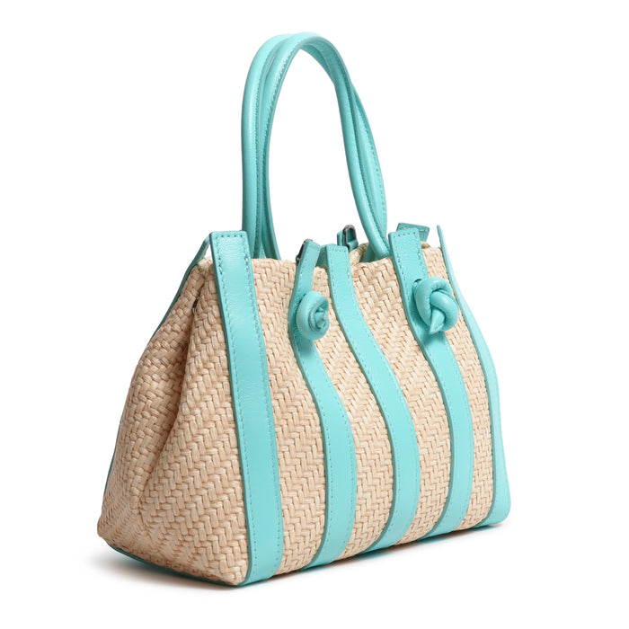 Stripes Canvas and Leather Medium Shopping Bag in Nappa Twinkletif