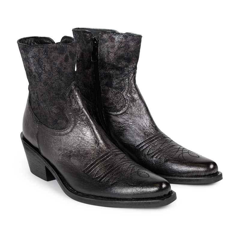Women’s Ankle Boots in Metallic Midnight Blue Leather