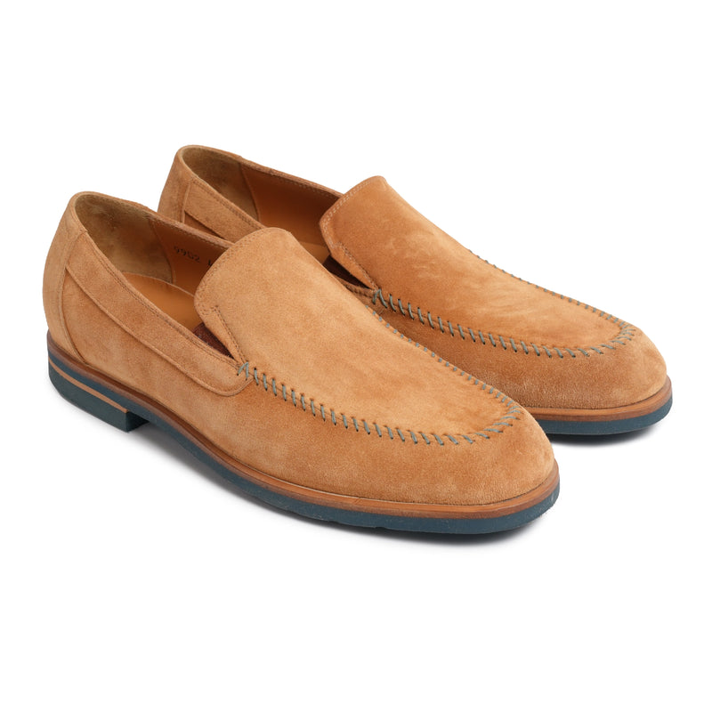 Men Suede Leather Slip On with Lightweight Sole in Camel