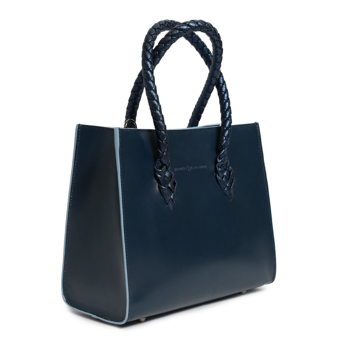 Twist Medium Nappa Leather Tote in Dark Blue