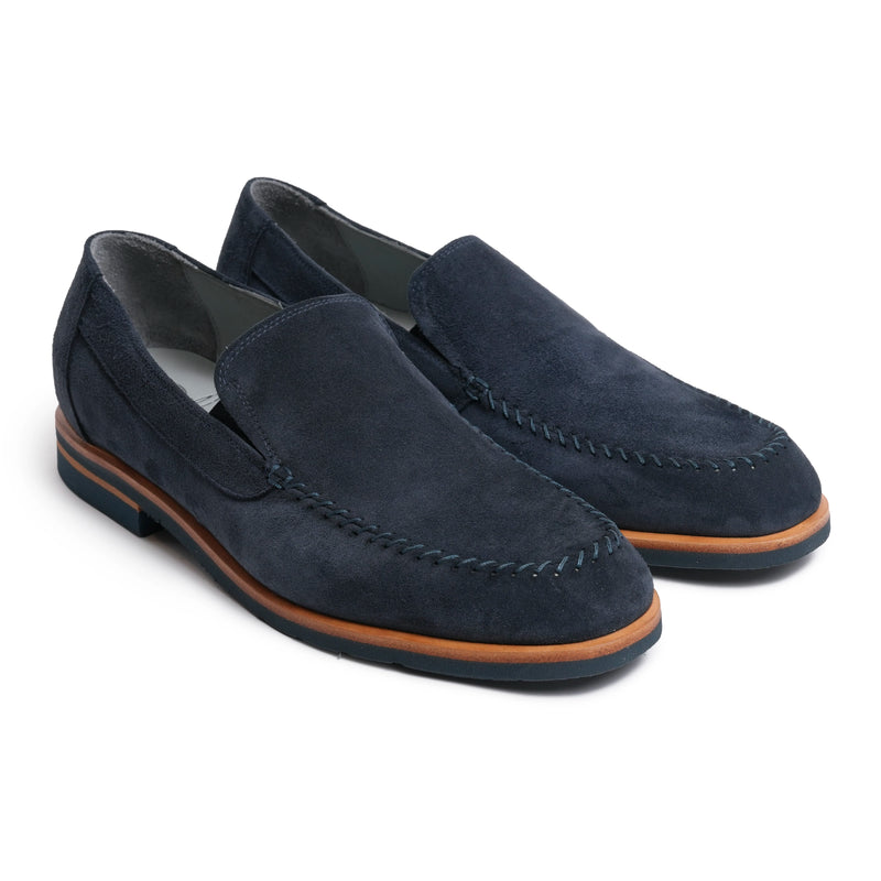 Men Suede Leather Slip On with Lightweight Sole in Navy Blue