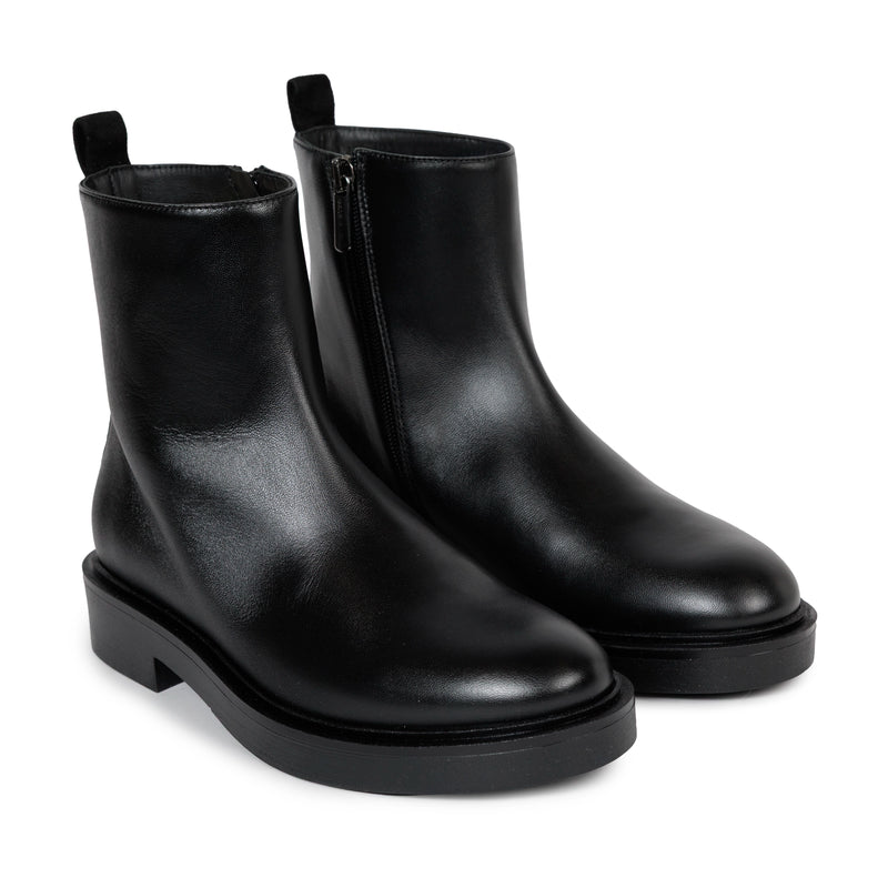 Women’s Ankle Boots with Monili Detail in Black Leather