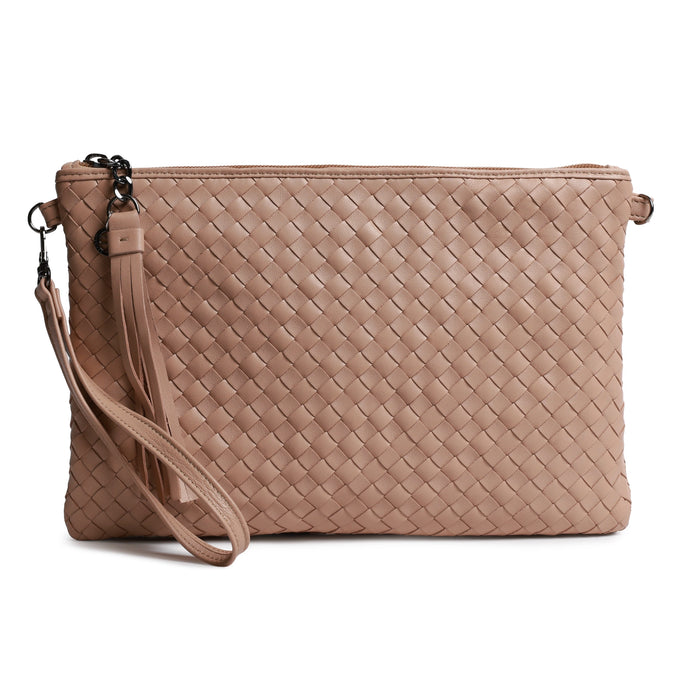 Women Intrecciato Nappa Leather Pouch in Caffellatte