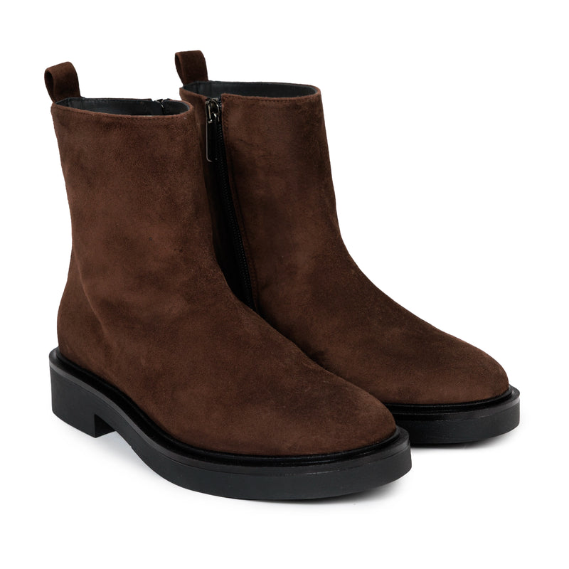 Women’s Ankle Boots with Monili Detail in Brown Suede