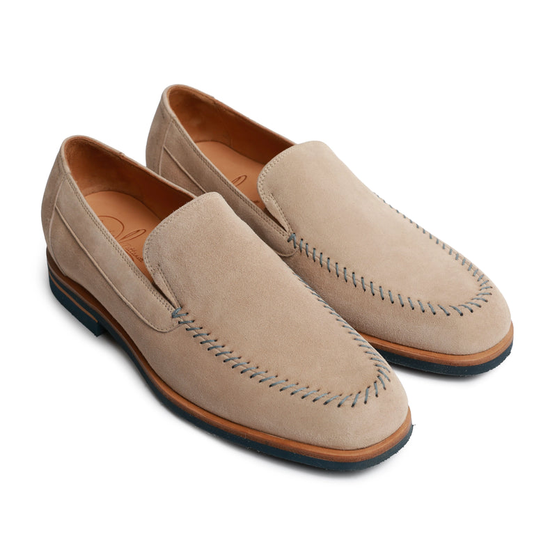 Men Suede Leather Slip On with Lightweight Sole in Sabbia