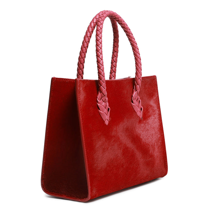 Twist Medium Leather Tote in Cavallino Rosso