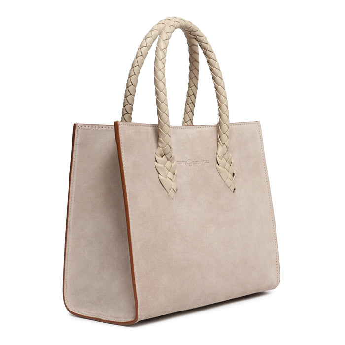 Twist Medium Leather Suede Tote in Oasi