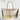 Sophia Maxi Intreccio Optical Zippered Bag in Laminated Leather Platino