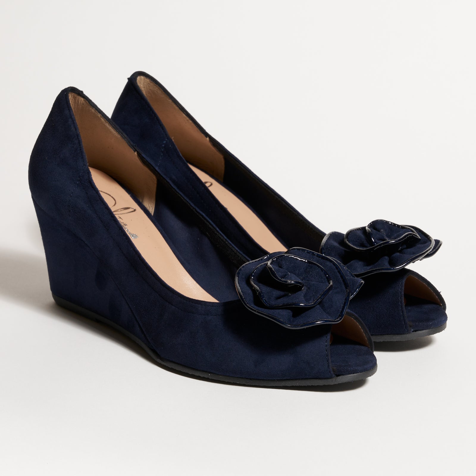 Women Open-Toe High Wedges in Suede Blue 38 Women Open-Toe High Wedges in Suede Blue 38