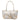 Sophia Petite Intrecciato Scozzese Zippered Shopping Bag in Beige, White and Gold - Jennifer Tattanelli