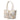 Sophia Petite Intrecciato Scozzese Zippered Shopping Bag in Beige, White and Gold - Jennifer Tattanelli
