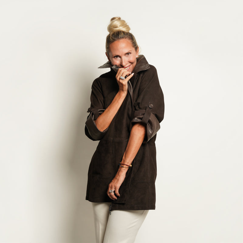 ALBA Reversible Leather Jacket in Dark Brown