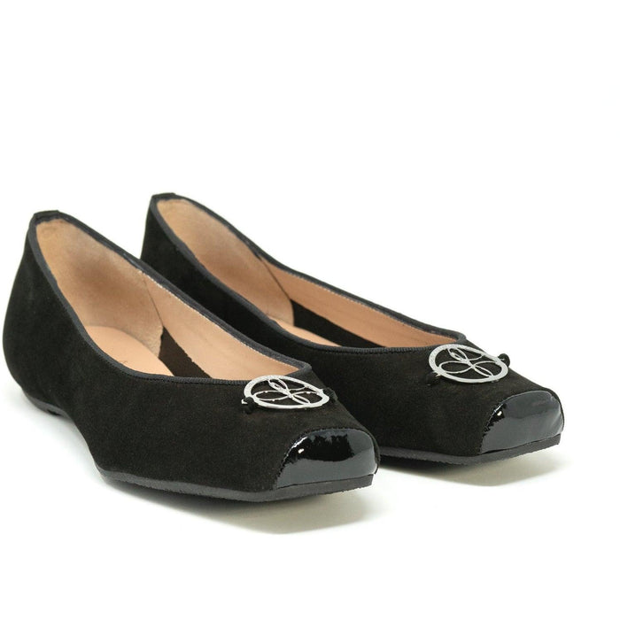Women Ballerina Shoes with hidden heel in Black Suede
