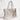 Sophia Maxi Intreccio Optical Zippered Bag in Laminated Leather Argento