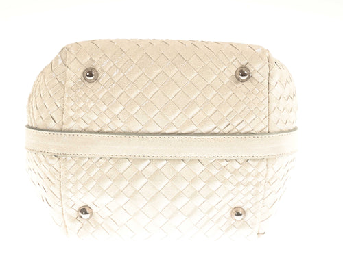 Lucia Top Handle Bag Intreccio Optical in Shimmer Butter