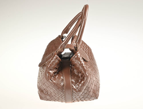 Lucia Top Handle Bag Intreccio Optical in Softy perlato brown