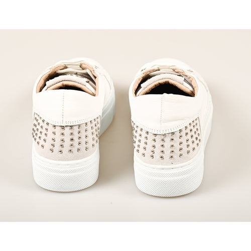 Women Print Memory Foam Sneakers Studded White