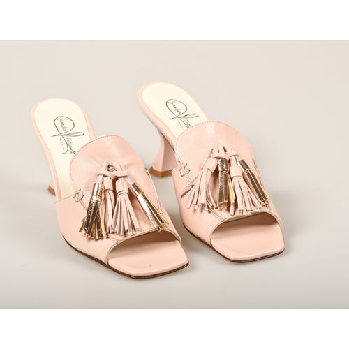 Woman Slip on Pumps With Tassels Detail in Nude and Rose Gold