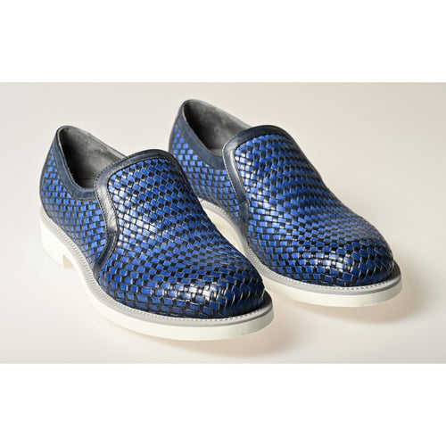Men Slip On Leather Shoes in Giotto Bue and Black