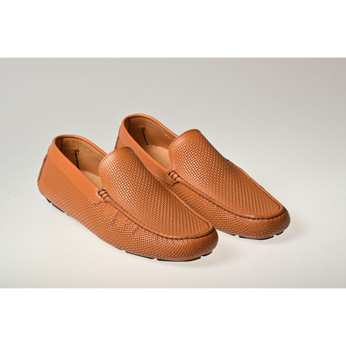 Men's Driving Shoes in Orange Leather