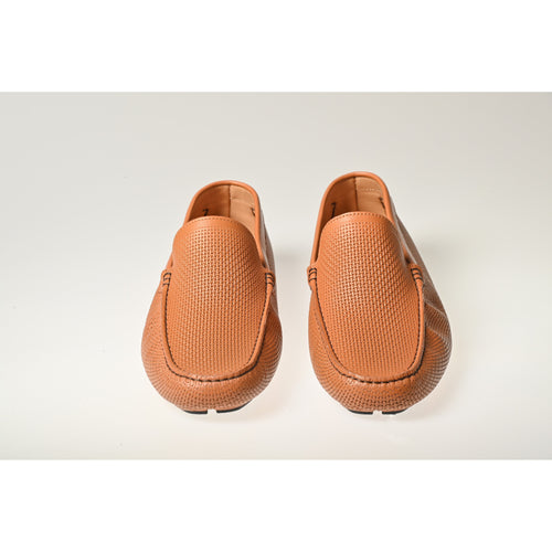 Men's Driving Shoes in Orange Leather