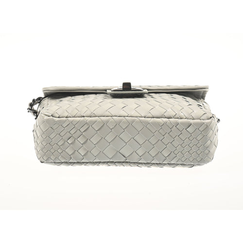 Women's Pearl Grey and Patent Leather Chicca Bag Intreccio Optical