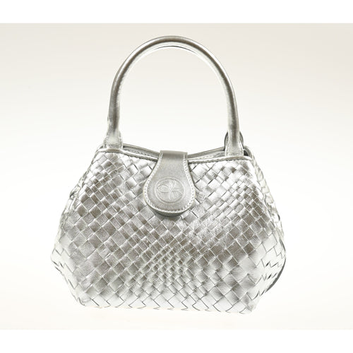 Lucia Top Handle Bag Intreccio Optical Silver