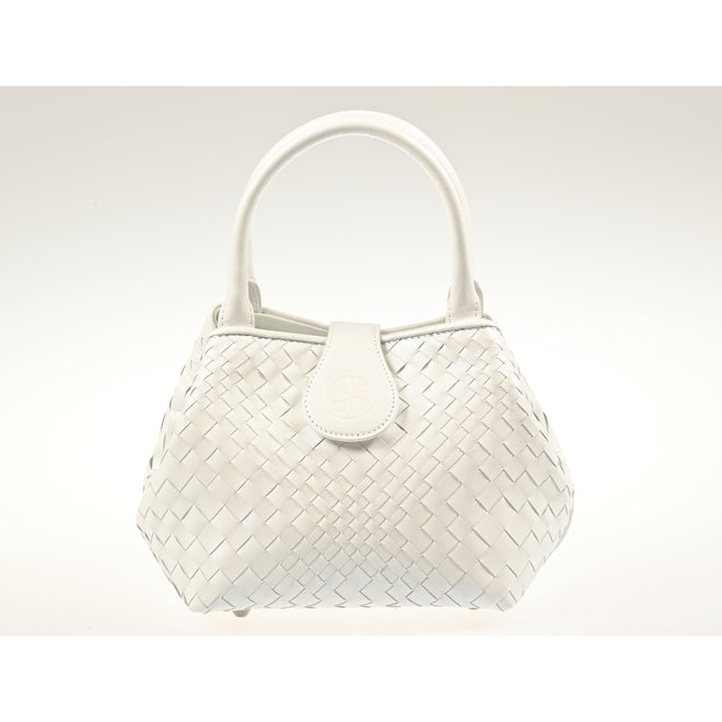 Lucia Top Handle Bag Intreccio Optical Shimmer in White