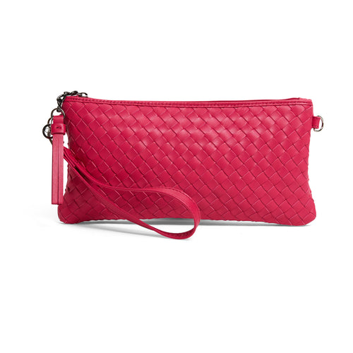 Women's Intrecciato in Red Leather Clutch