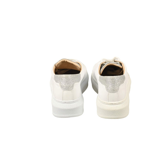Women Memory Foam Sneakers in Nappa White Silver