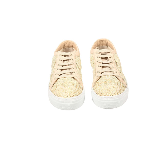 Women's lace Leather Sneakers in Nappa Cream