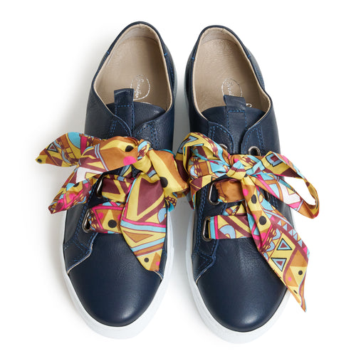 Women's Bow Lace Sneakers in Navy