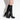 Women's Wood Heel Leather Boots in Black