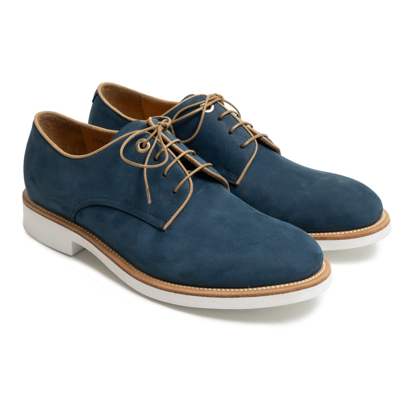 Men Lace Up Leather Shoes in Nabuk Avio