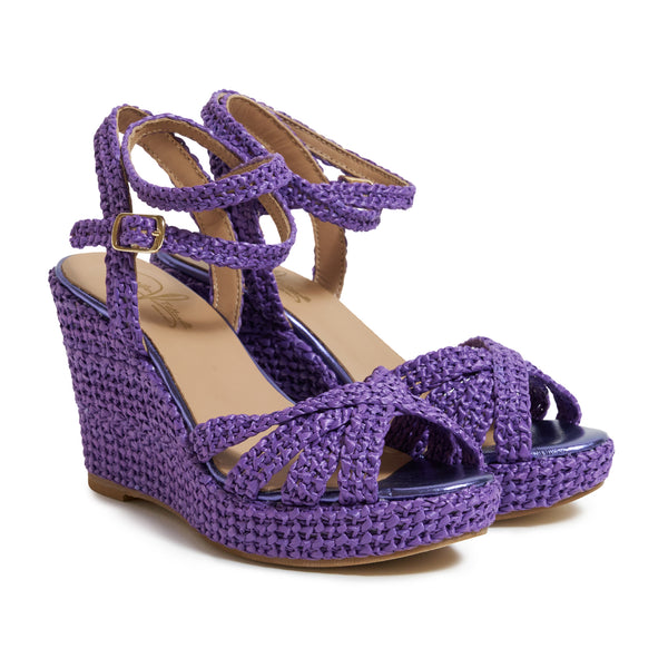 purple wedge dress shoes Purple High Heel Wedge Sandals
