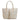 Sophia Intrecciato Optical Zippered Shopping Bag in Nappa White And Beige