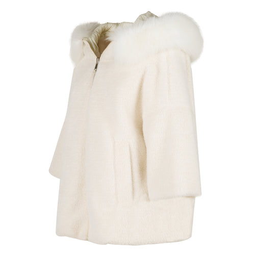 Alpaca Cream Duvet Fox Collar Jacket