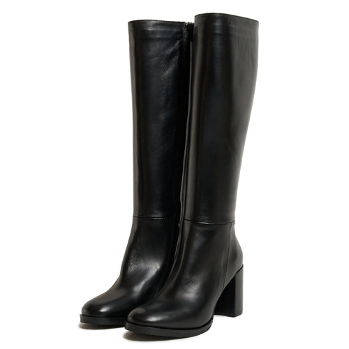 Women's Black Leather nappa  Tall Boots