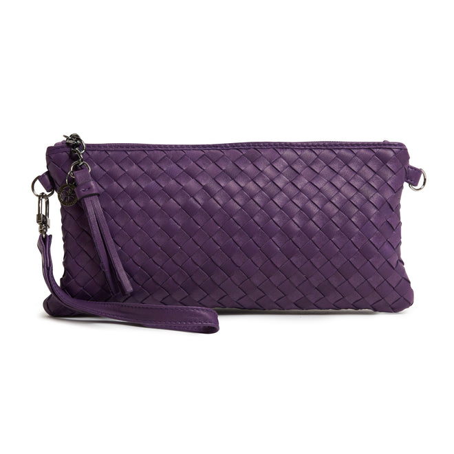 Women's Intrecciato in Purple Leather Clutch