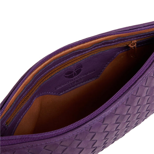 Women's Intrecciato in Purple Leather Clutch