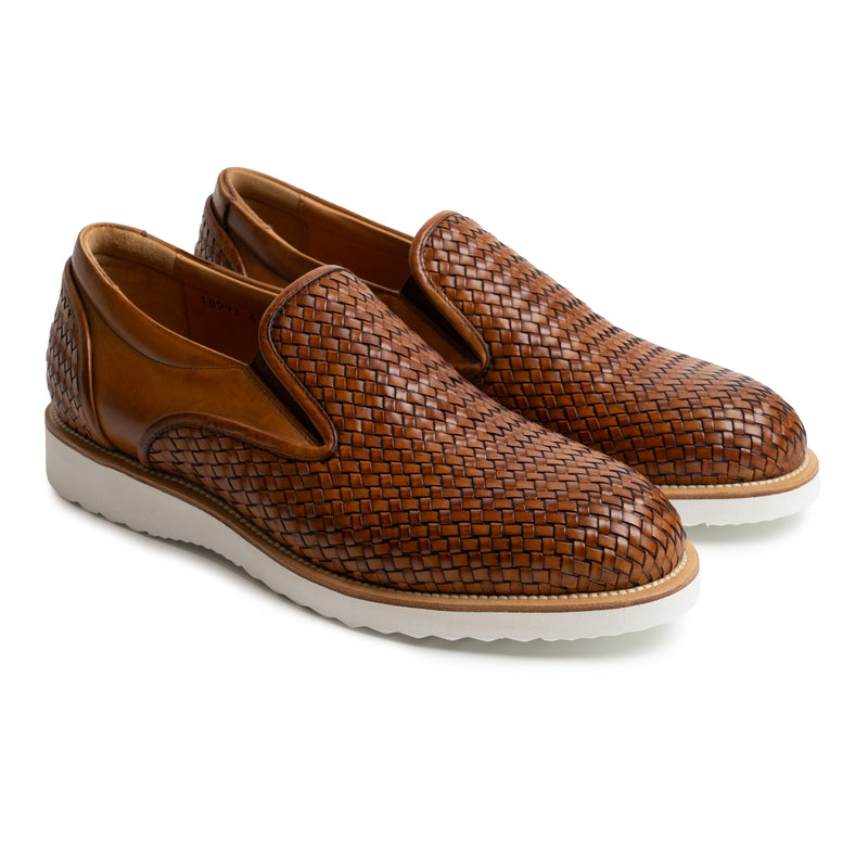 Men's Cuoio Giotto Leather Slip Ons Intrecciate
