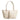 Sophia Petite Intrecciato Optical Zippered Shopping Bag in Nappa and Patent Leather Beige
