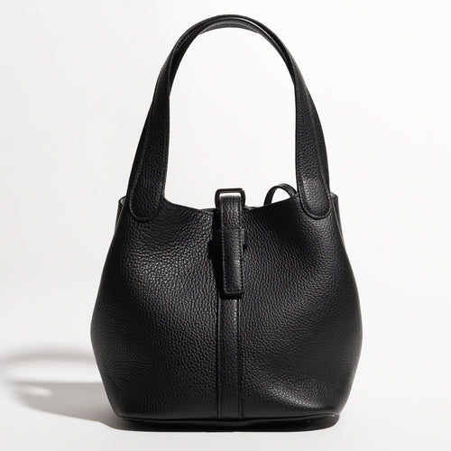 Women's Reversible Balloon Leather Bag in Black